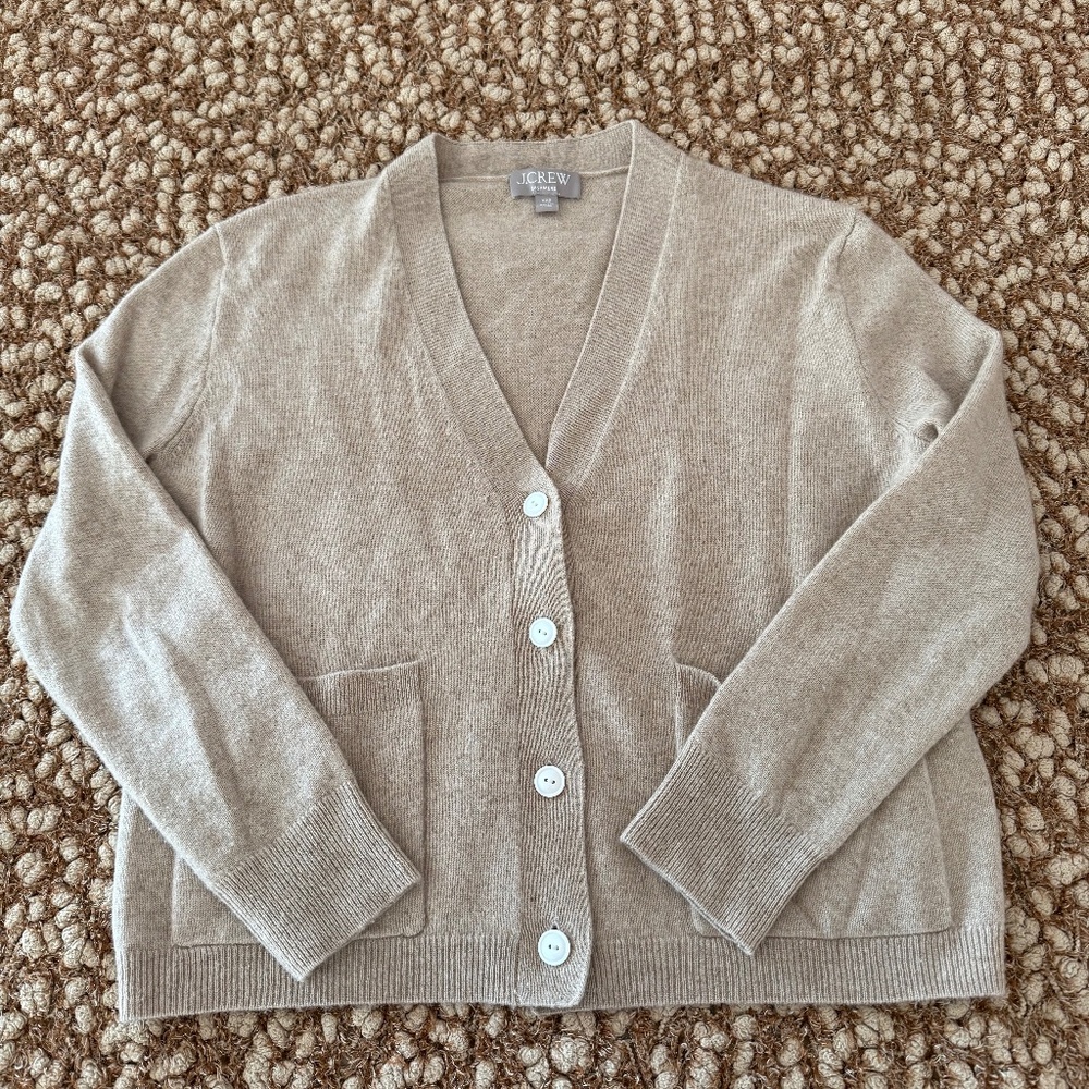 J. Crew Patch Pocket Cashmere Cardigan Sweater xxs